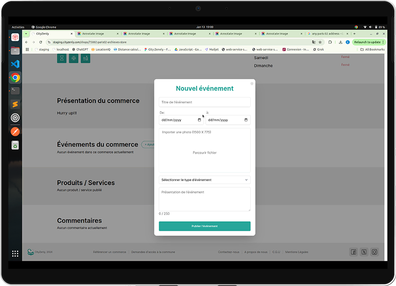 Event management dashboard