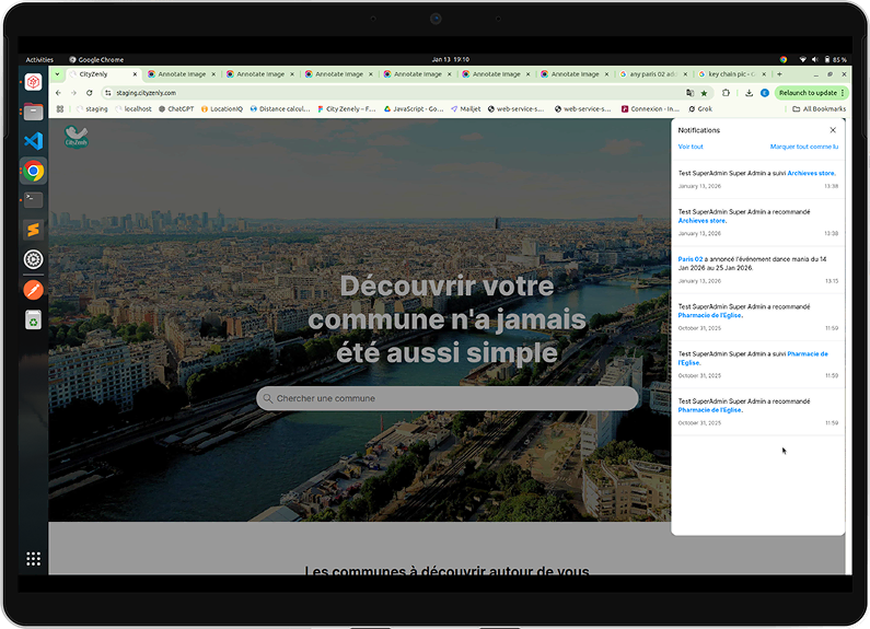 Notifications dashboard