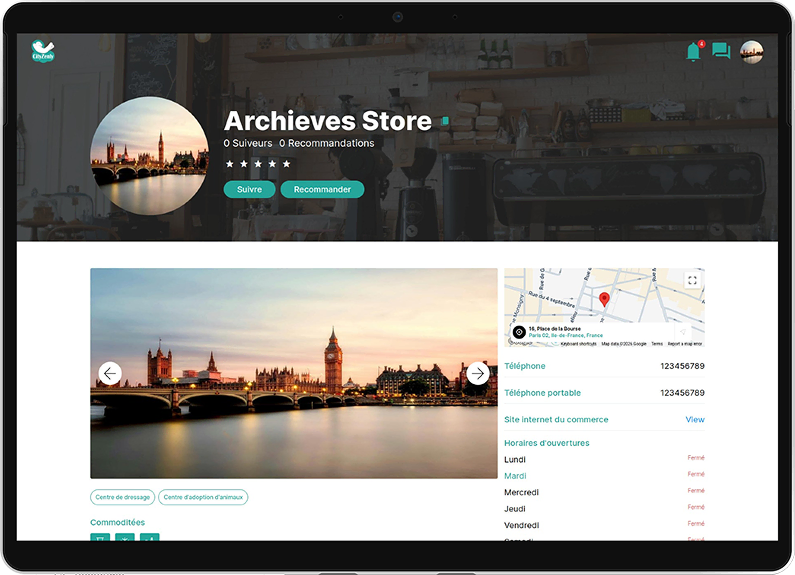 Shop overview interface