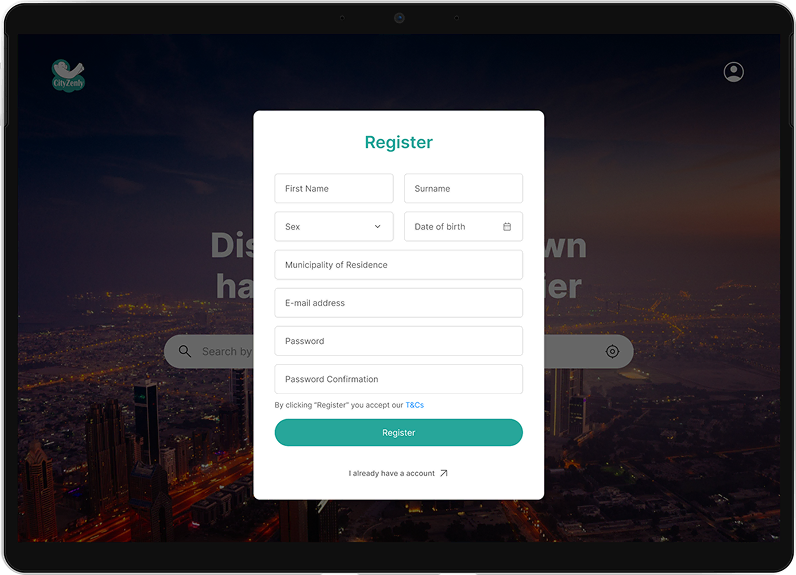 Cityzenly onboarding step two
