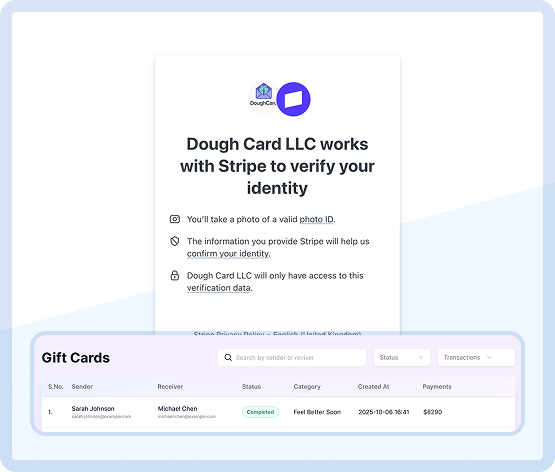 Recipient verification and payout workflow screenshot