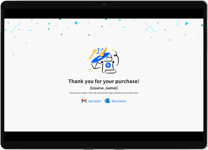 Thank you page confirmation