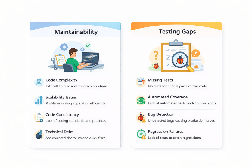 Maintainability and testing gaps overview