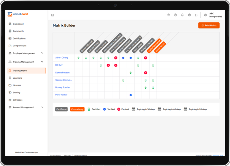 Real-Time Training Matrix preview