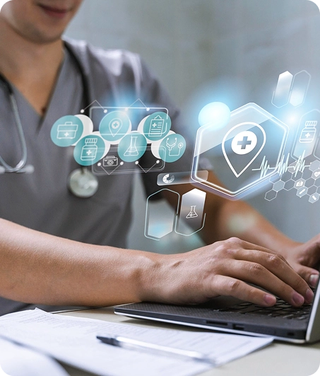 Healthcare digital marketing and MedTech solutions illustration