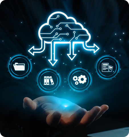 Cloud and microservices architecture illustration with connected services